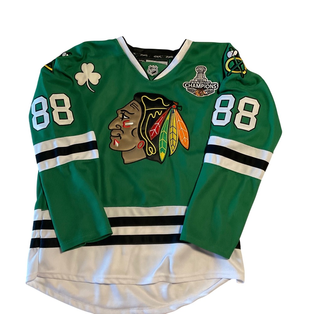 Patrick Kane #88 Chicago Blackhawks Green St Patrick's Day Jersey 2013 Cup 50